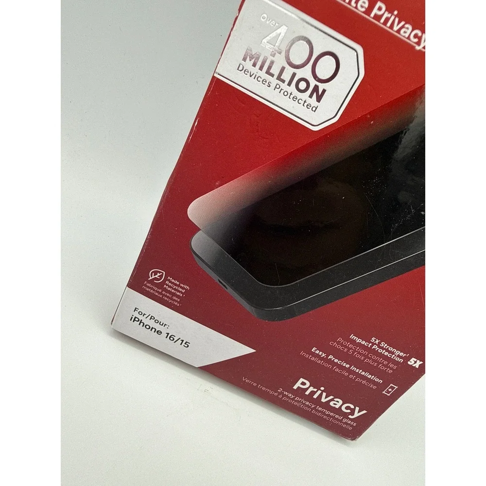 Zagg Glass Elite Privacy iPhone 16/15 OS Clear New‎ Screen Protector 5X Stronger